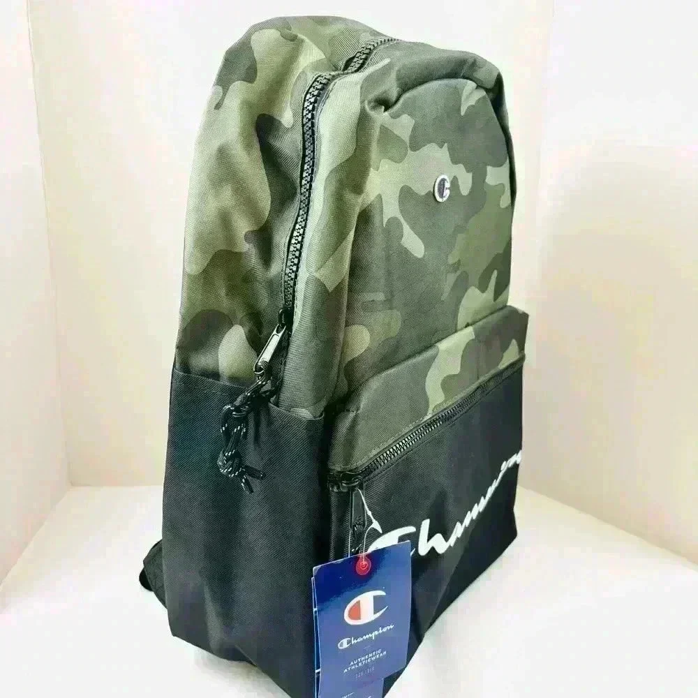NWT Champion Manuscript Green Grid Camouflage Laptop‎ Large Unisex Backpack